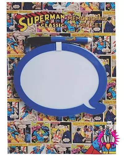 Cool New Retro Superman Magnetic Speech Bubble Reusable Memo Board And Pen