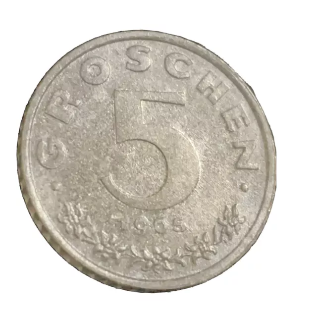Austria 5 Groschen Coin 1965 Eagle Shield Hammer Sickle 2nd REPUBLIK  ÖSTERREICH