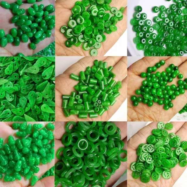 NATURAL GREEN JADE Round Beads Fashion Jewelry Accessories Handcraft ...
