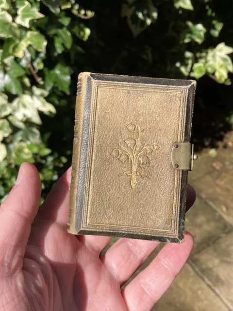 RARE Early Victorian Book Form Miniature Sewing Box With Mirror