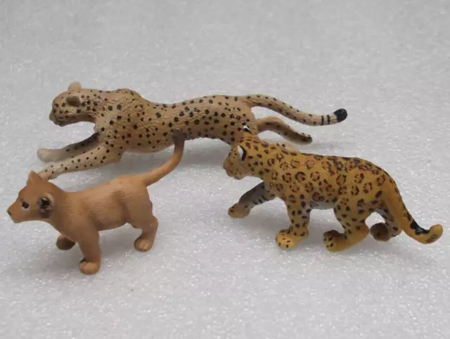 Vintage SAFARI LTD  & SCHLEICH Lot Large Figures CHEETAH, LEOPARD And LION CUB