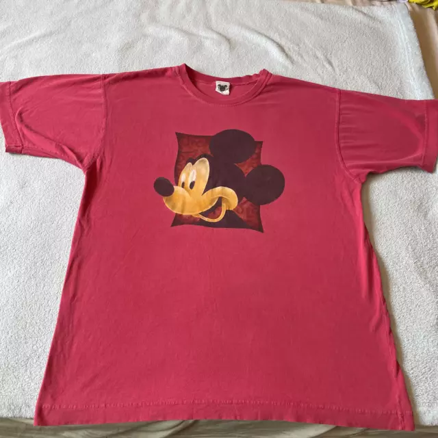 Vintage Y2K Walt Disney Mickey Mouse Mens T-shirt Red XL USA Cartoon Movie Tee