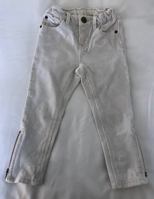 Pantaloni jeans BABY GAP per bambine bianco cotone largo cordino in velluto a coste 2 anni