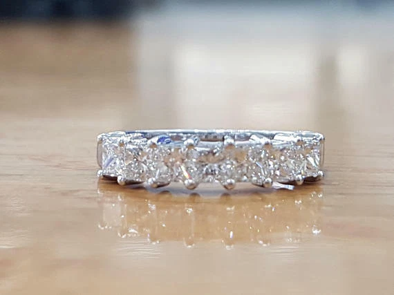 2.80Ct Prinzessin Labor Erstellt D / VVS1 Diamant Ewigkeit Verlobung Band 14K