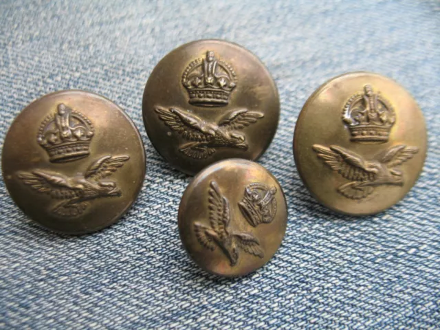 4 x Quality Early Brass Tunic Buttons Royal Air Force RAF GAUNT & SON