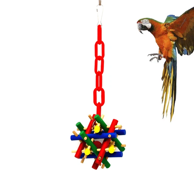 1pc Papagei Spielzeug Papagei Hängen Glocke Holz Vogel Käfig