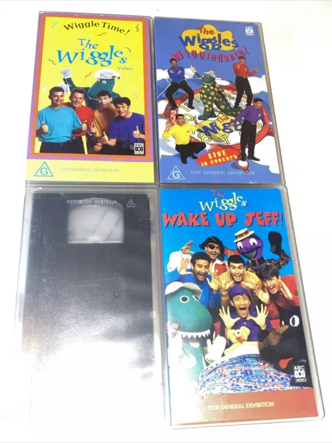 4 X The Wiggles VHS Tapes Wiggledance! Wiggle Time! Wake Up Jeff! Wiggly World