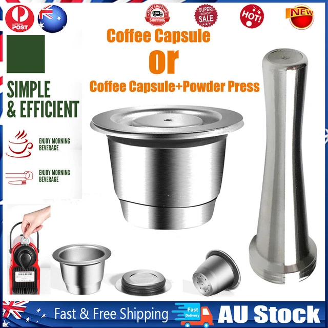 Nespresso Stainless Steel Coffee-Capsule Refillable Reusable-Pods Tamper Set AU