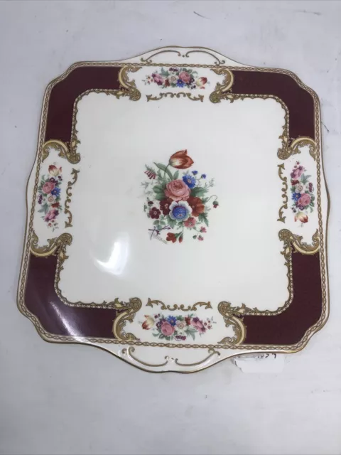 Royal Crown Myott Staffordshire Floral Plate Artist Signed - Preowned