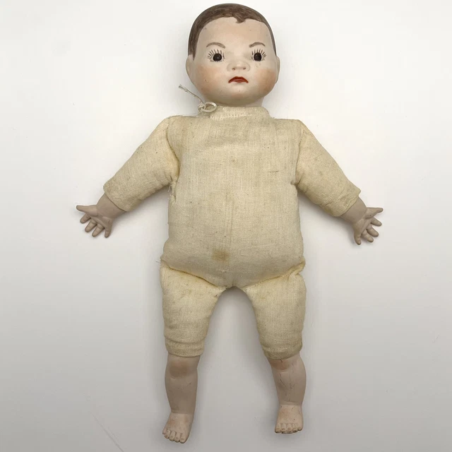 Vintage Grace S Putnam Hand Painted Bisque Porcelain Doll Cloth Body Germany