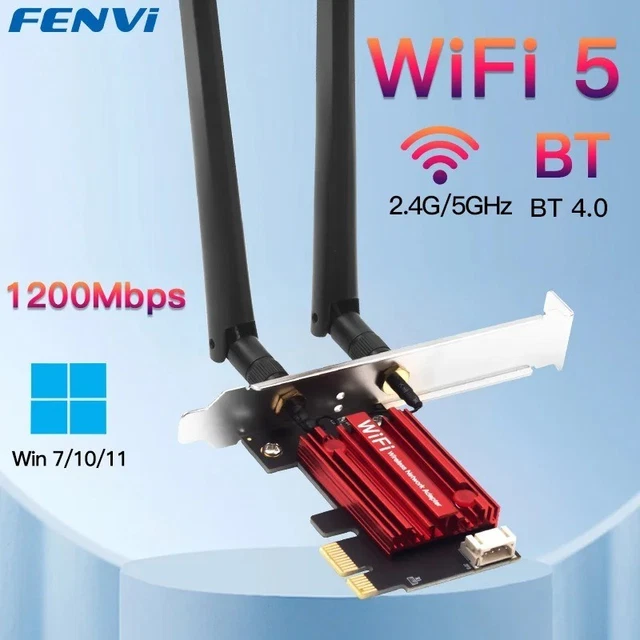 AC1200 WIFI 5 PCI-E Wireless Adapter Desktop PC Internal Card 802.11AC ...