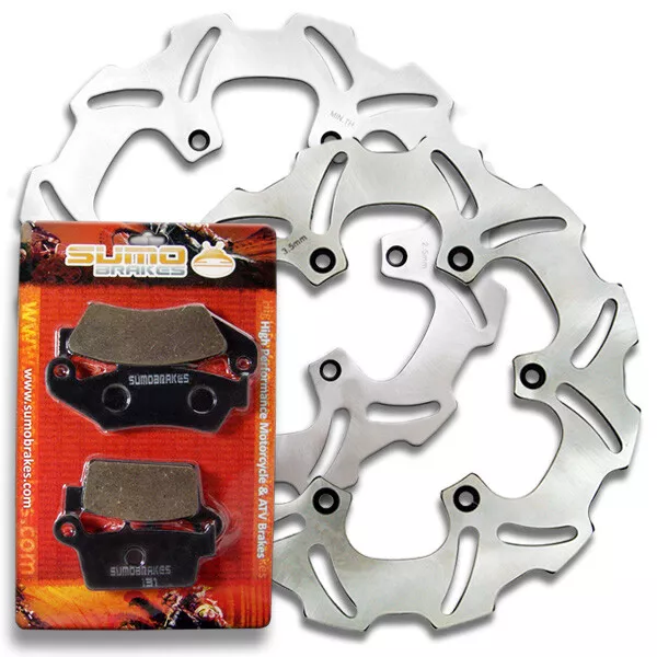 Front+Rear Rotor+Brake Pads for Yamaha YZ 250 (2T) [08-20] YZ 450 F (4T) [08-15]