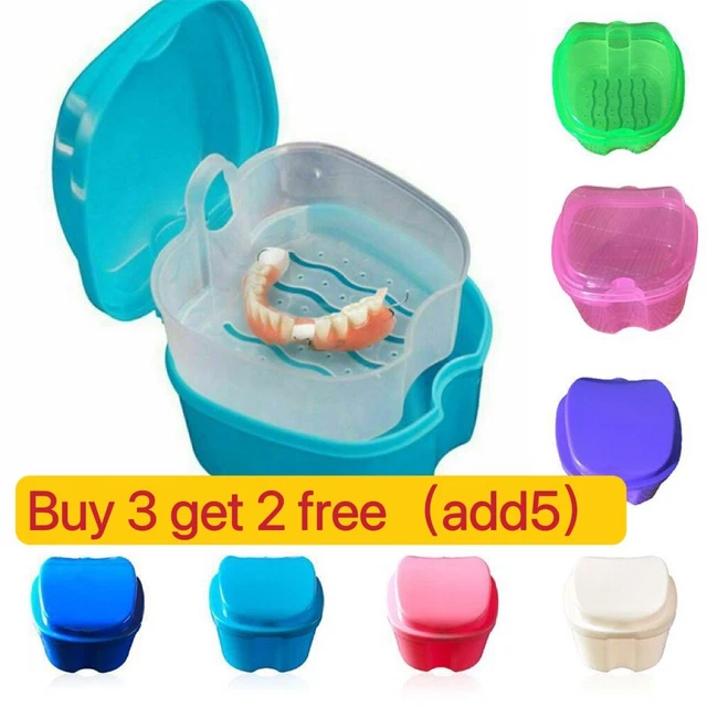 PRACTICAL DENTURE BATH Case Dental False Teeth Storage Box Hanging Net