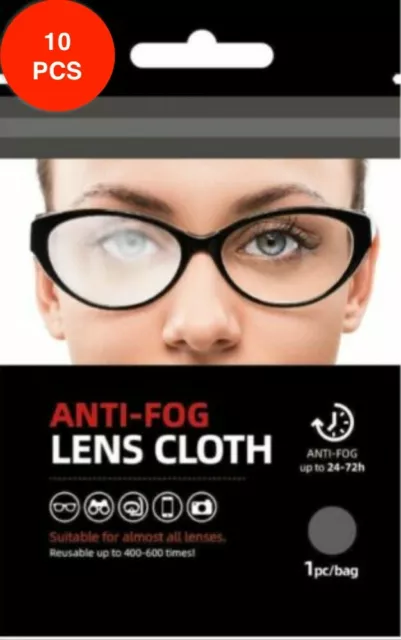 10Pcs Multi-Use Dry Anti-Fog Lens Cloth (Reusable Up to 400-600 Times)