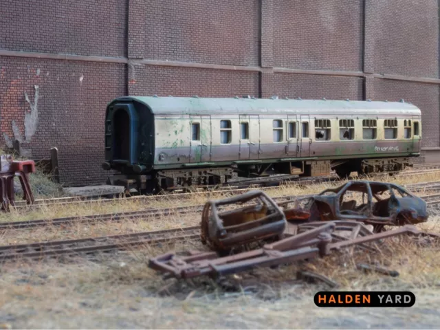 Weathered coach, abandoned MK1 Brake End Coach. Ref F4