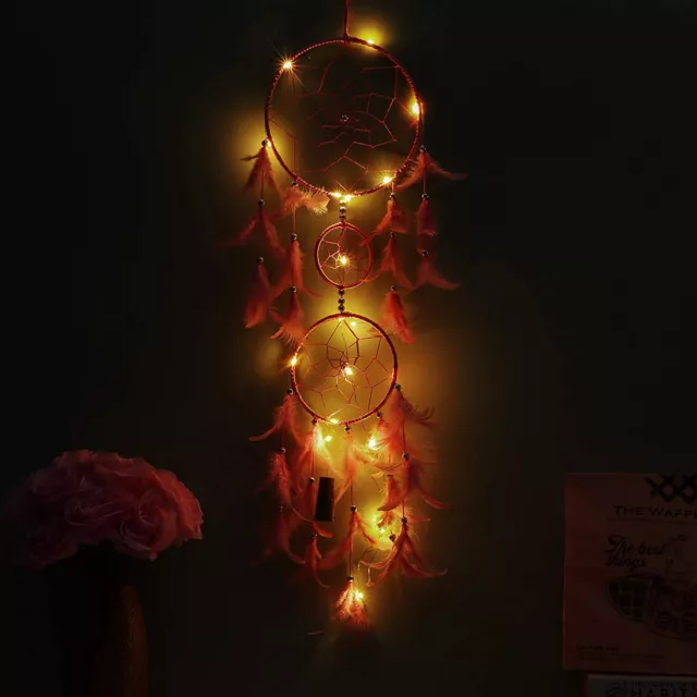 Dream Catcher Handmade LED Light Dream Catchers With Feathers Large Wall Hanging 3