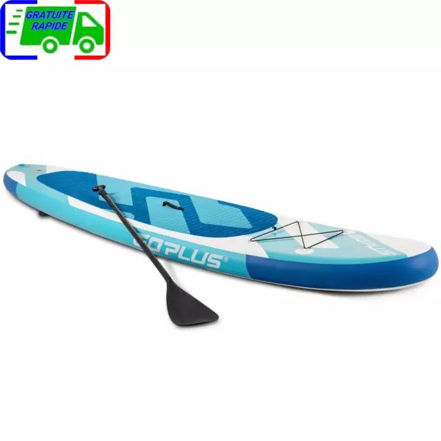 Planche de Paddle Board Gonflable 335x76x15CM Paddle Flottant Réglable Sac à Dos