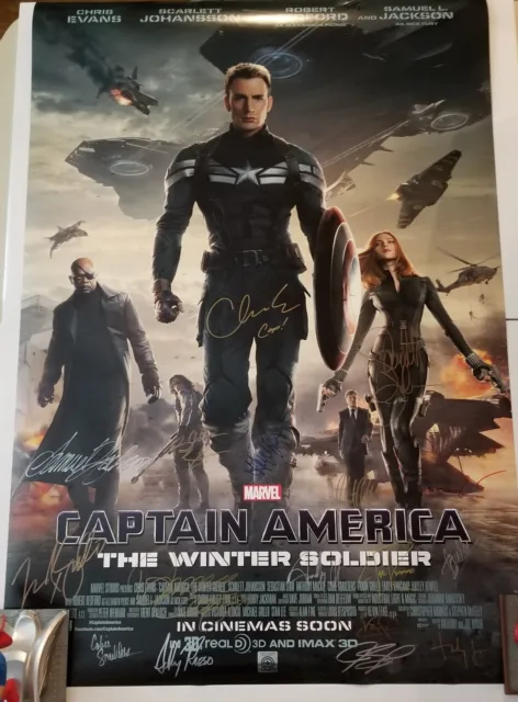 Captain America The Winter Soldier Movie Poster Cast Signed Double Sided 27x40