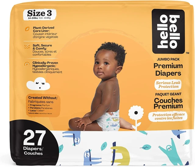 Hello Bello Premium Baby Diapers Size 3 I 27 Count (Pack of 1), Sleepy Sloths