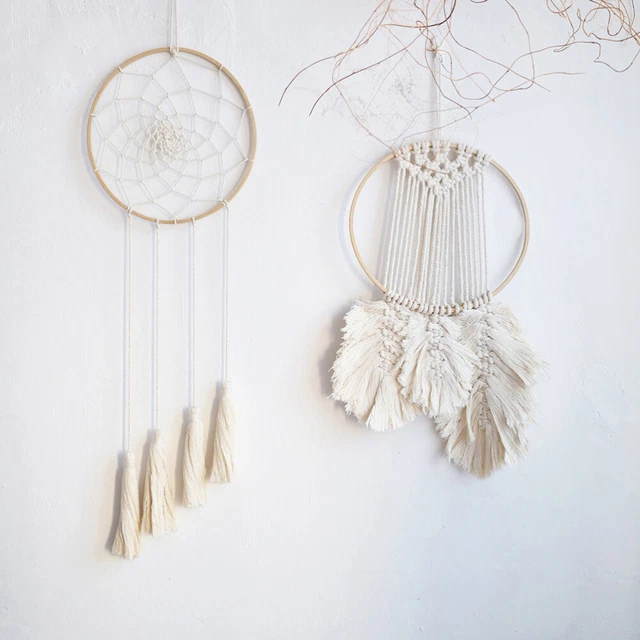 12 piezas neumáticos de bambú atrapasueños de madera accesorios decorados