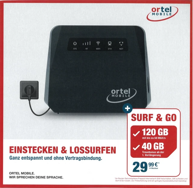 MOBILER WLAN ROUTER mit Sim Karte 120 GB inklusive 30€ Guthaben WiFi ...