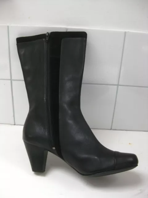 CLARKS LEATHER BOOTS 8 LODGE COTTAGE Black rock biker suede Mid Calf ladies real 44.99 PicClick UK
