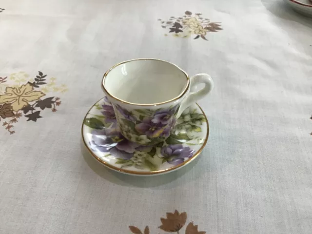 Staffordshire fine bone china miniature cup & saucer