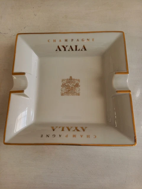 Cendrier CHAMPAGNE AYALA Vide poche porcelaine ancien publicitaire Reims