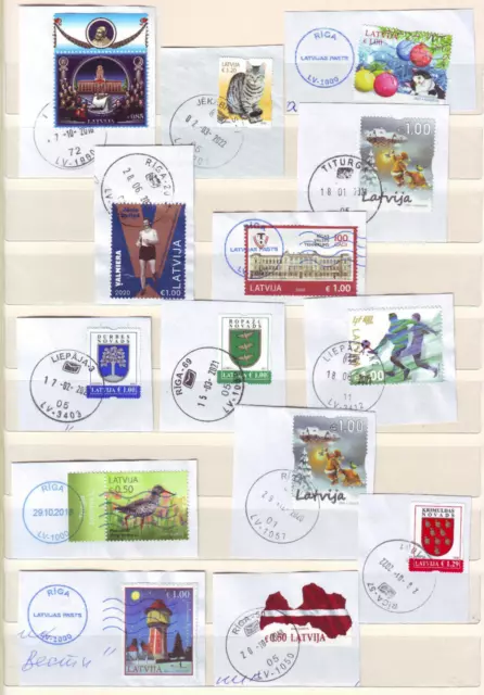 Lettland Latvia verschiedene Briefmarken mit Rundstempel (3), gestempelt Lot