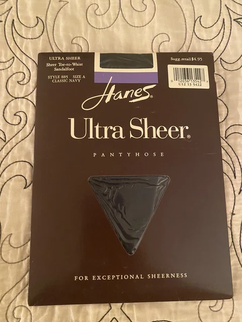 Vtg Hanes ultra sheer pantyhose navy style 885 size A