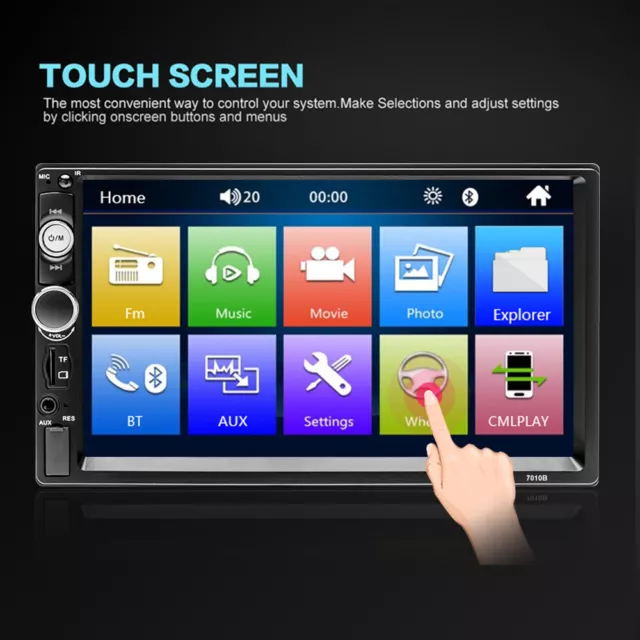 7'' HD Double Din Car Radio Player Video Player MP5 Touchscreen BT FM AUX USB 2