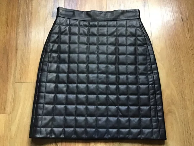 & Other Stories New  Black Leather Quilted Skirt Uk 8-10 Eu 36 US 4