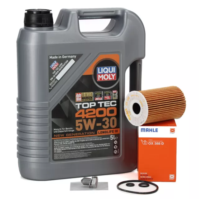 5L LIQUI MOLY Motoröl Öl TOP TEC 4200 5W30 + MAHLE Ölfilter für VAG 1.6/2.0 TDI