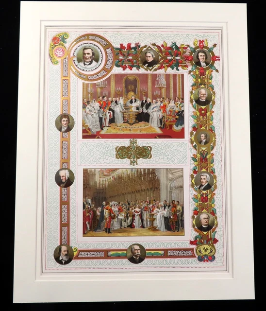QUEEN VICTORIA PRINCE Albert Royal Princess Christening Large Antique Print 1897 £120.00