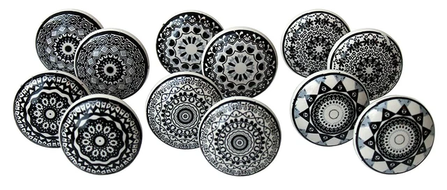 Variés Céramique Tiroir Porte Boutons & Tirer Poignée Multicolore Set De 12