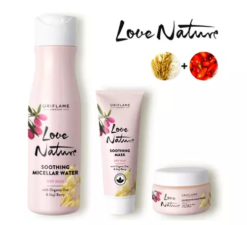 Love Nature Goji & Out Dry Skin SET: Micellar Water + Mask + Face Cream Oriflame