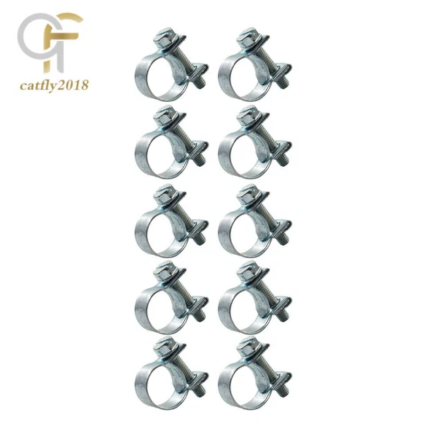 10 Pcs 1/4"（11mm-13mm） Fuel Injection Gas Line Hose Clamps Clip Pipe US
