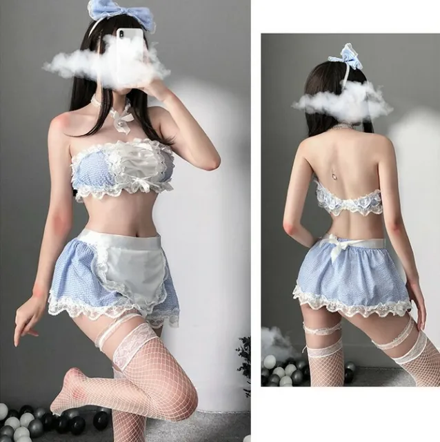 Sexy Women Lingerie Maid Waitress Cosplay Costume Dress Apron Uniform Clubwear