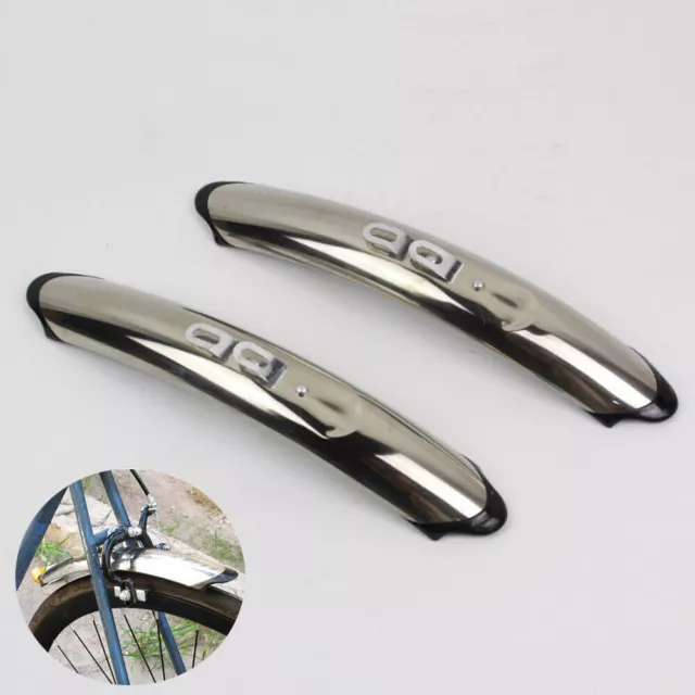 1 Pair Front Rear Fender Mudguard Silver For 700c 27'' Bicycle Cycling Road Bike