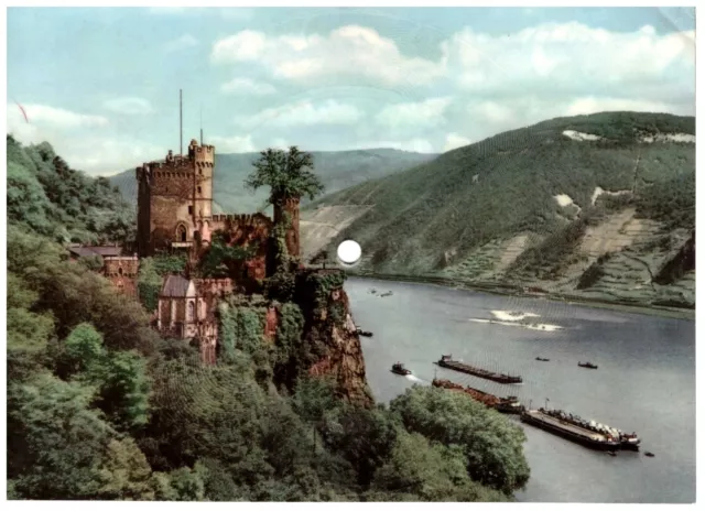 BURG RHEINSTEIN Rhein - Tönende AK Schallbildkarte SINGING POSTCARD Orchestrola