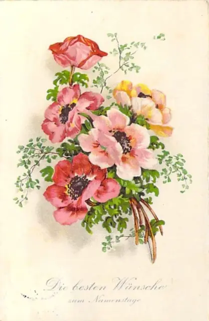 Blumen AK  Rosen Gruß Namenstag um 1920