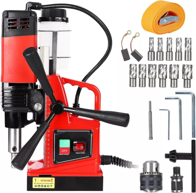 Electric Magnetic Drill Press 1100W 1.6" Boring Diameter 550RPM Drilling Machine