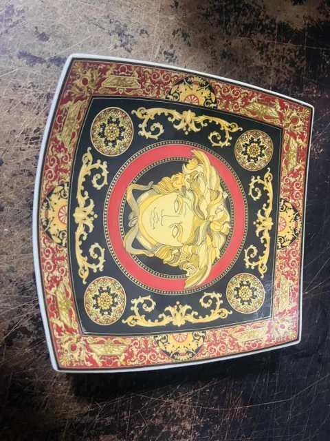 Versace Von Rosenthal Medusa Red Quadratisch Service Platte Gut Erhalten Teller