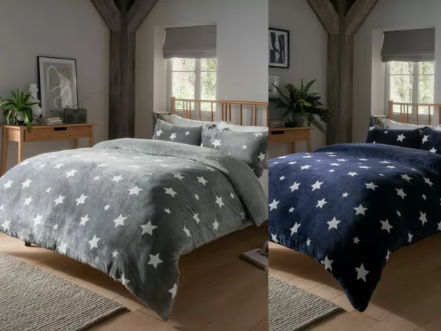 Teddy Bear Fleece Bedding Duvet Cover Set Printed Cozy Warm Winter NEW STAR