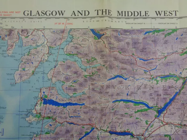 WW2 (1944) RAF / Army map entitled "GLASGOW AND THE MIDDLE WEST"