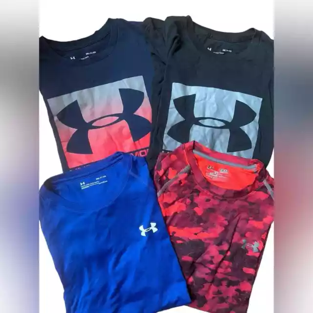 UNDER ARMOUR Heatgear Kid's Short Sleeve Shirts 4 PC Bundle SZ Small