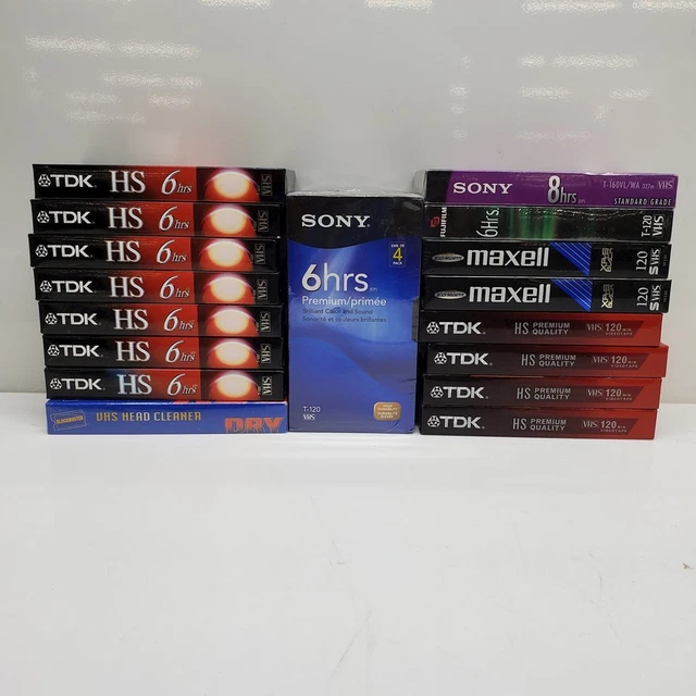 SEALED BLANK VHS Tapes Lot VHS Head Cleaner Sony TDK Maxell 9.99