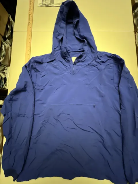 Tavik Blue Lightweight Hooded Anorak Pullover Windbreaker Men Front Zip Pocket L