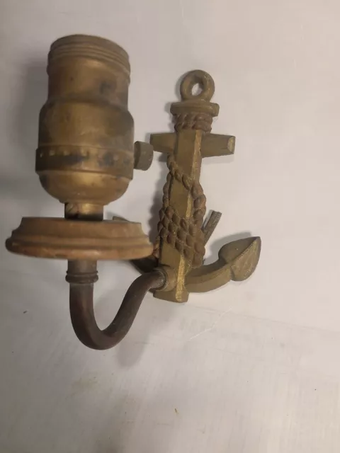 Vintage Nautical Anchor Wall Sconce Old Cast Steel painted "Leviton" Petite