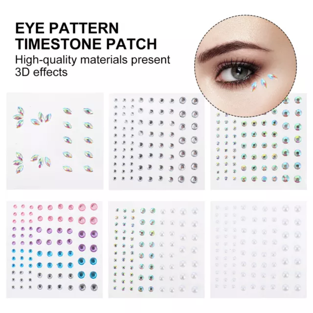 6pcs Edelsteine ​​aufkleben Gesichts- Glitzer Aufkleber Gesicht Auge